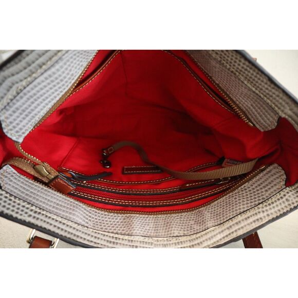 Dooney & Bourke Women's Gray Leather Embossed Lizard Lexington Tote Bag - Picture 5 of 15